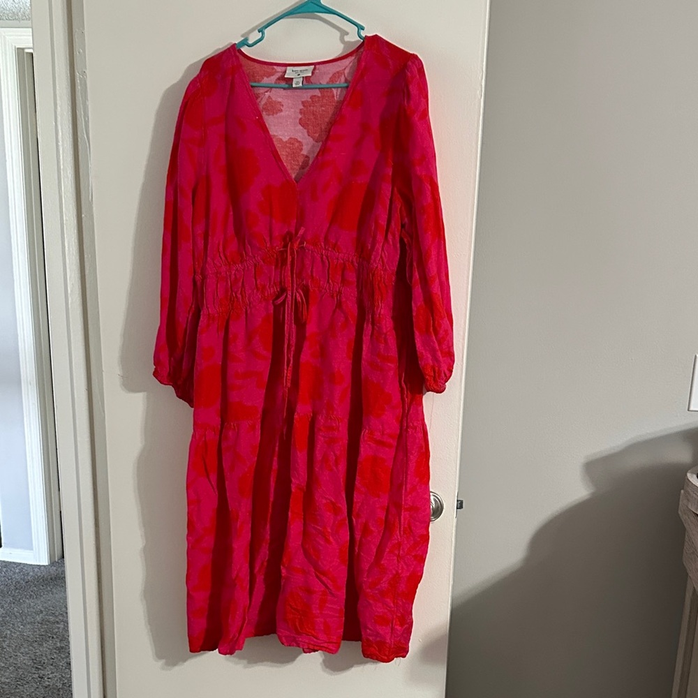 kate spade Red Pink Floral Midi Dress